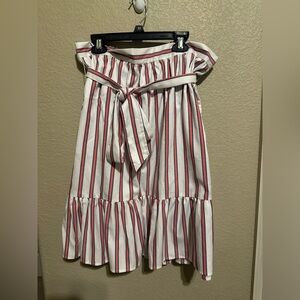 Draper James Pink and White Striped Midi Skirt